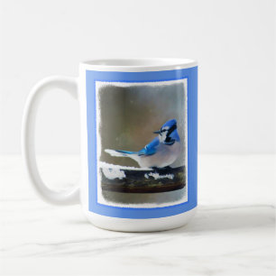 Caneca De Café Pintura Blue Jay - Arte Original para Pássaros