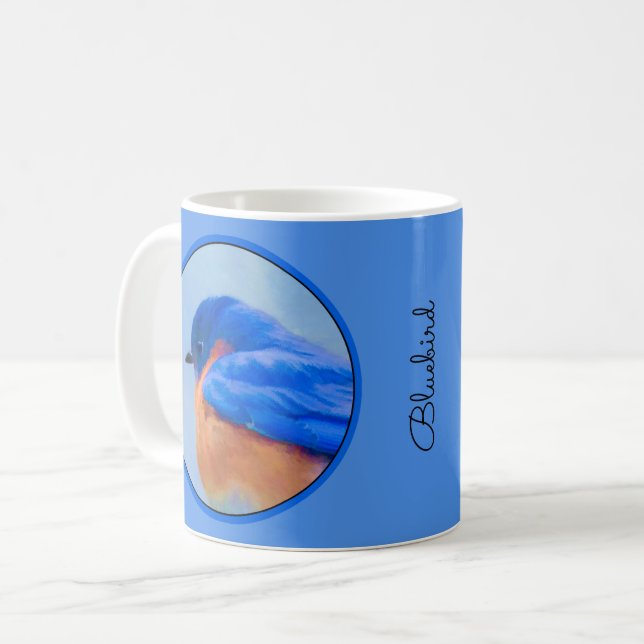 Caneca De Café Pintura Bluebird - Arte Original para Pássaros (Frente Esquerda)
