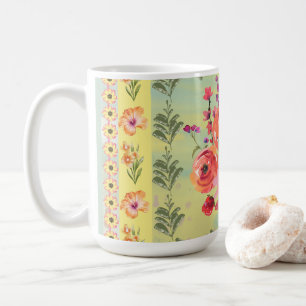 Caneca De Café pintura botânica decorativa em estilo retro-eterno