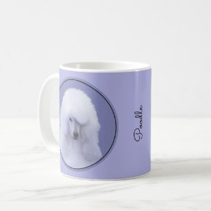 Caneca De Café Pintura Branca de Poodle Padrão - Arte Cão Origina