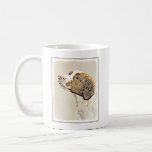 Caneca De Café Pintura Brittany - Arte Cachorra Original (Esquerda)