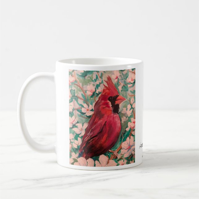 Caneca De Café Pintura Cardeal Moderna Reds & White (Esquerda)