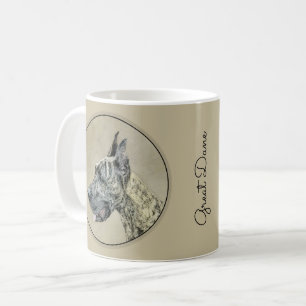 Caneca De Café Pintura com o Grande Dane (Brindle) - Arte Canina
