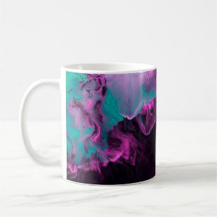 Caneca De Café Pintura criativa neon verde e roxa, abstrato 