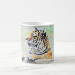 Caneca De Café Pintura curiosa do Tigre