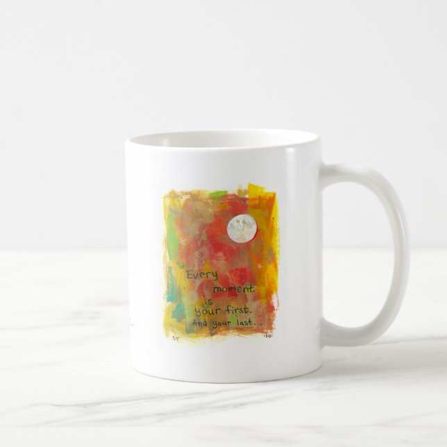 Caneca De Café Pintura da arte moderna da lua do zen - viva no (Direita)