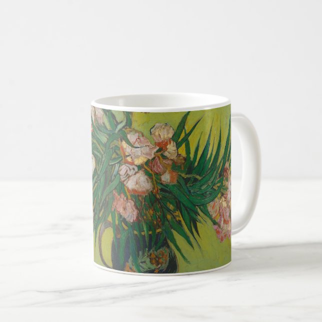 Caneca De Café Pintura da flor de oleandro de Vincent Van Gogh (Frente Esquerda)