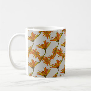 Caneca De Café Pintura da Flor Laranja Marrando Visitas Amarelas