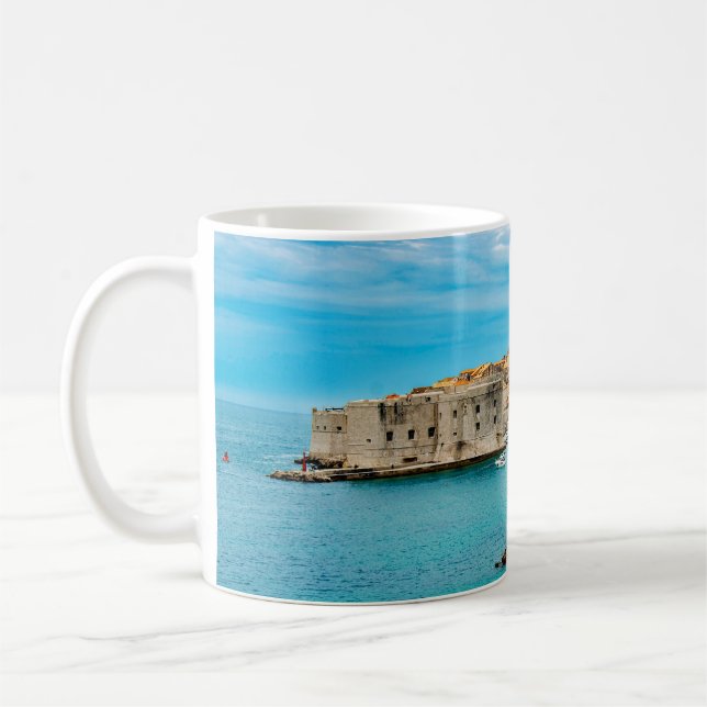 Caneca De Café Pintura da praia de Dubrovnik (Esquerda)