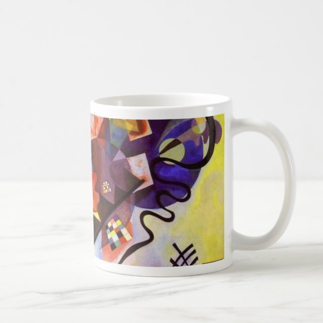 Caneca De Café Pintura de Abstrato Amarelo Azul Kandinsky (Direita)