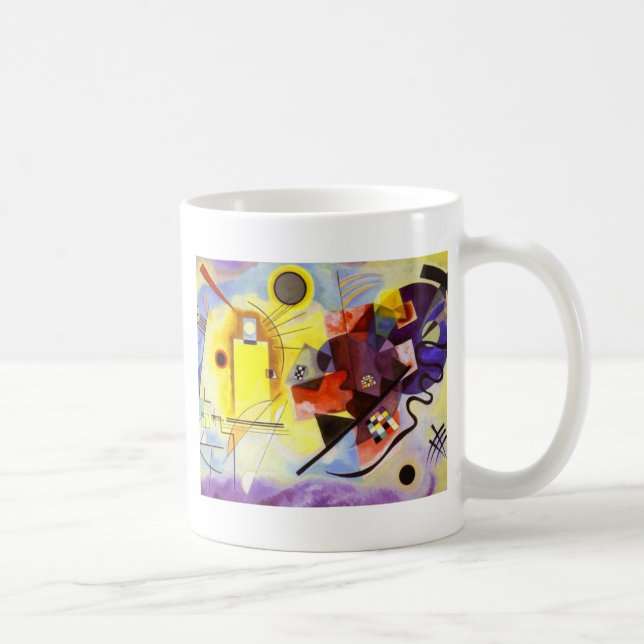 Caneca De Café Pintura de Abstrato Amarelo Azul Kandinsky (Direita)