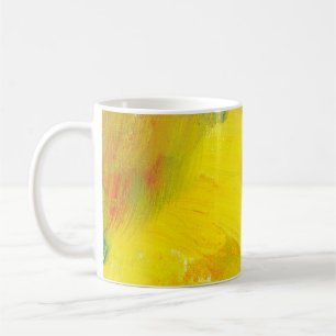 Caneca De Café pintura de abstrato amarelo. ensaio à mão