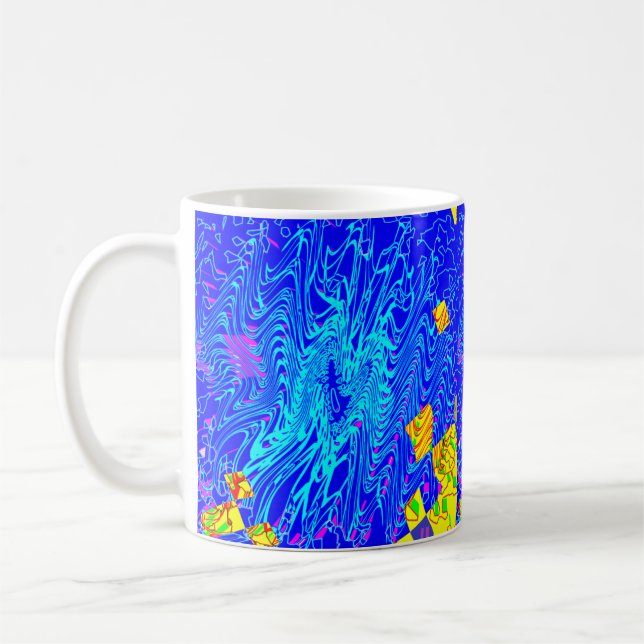 Caneca De Café Pintura de Abstrato Azul Moderno (Esquerda)