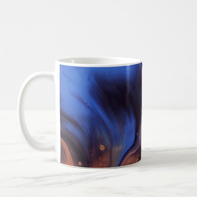 CANECA DE CAFÉ PINTURA DE ABSTRATO BRANCO E AZUL (Esquerda)