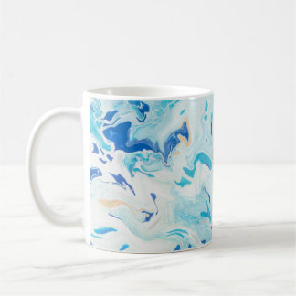 CANECA DE CAFÉ PINTURA DE ABSTRATO BRANCO E AZUL 3