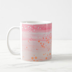 Caneca De Café Pintura de abstrato branco e rosa