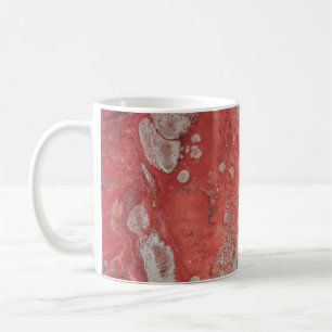 Caneca De Café Pintura de abstrato branco e vermelho