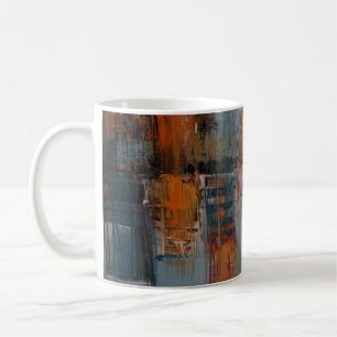 Caneca De Café Pintura de abstrato cor laranja, branca e lacrimog