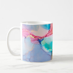 Caneca De Café Pintura de abstrato fluido de luxo natural em alco