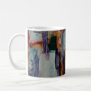 Caneca De Café Pintura de abstrato preto e branco em laranja