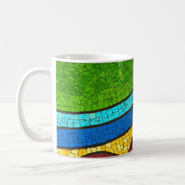 Caneca De Café Pintura de abstrato verde e vermelho (Esquerda)