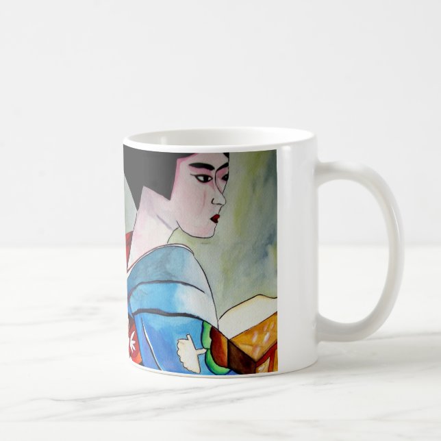 Caneca De Café Pintura de aquarela original em Geisha (Direita)