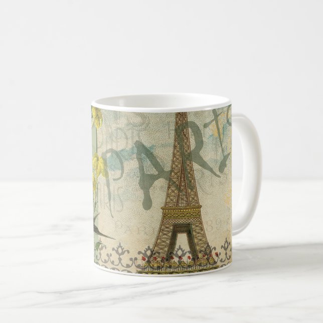 Caneca De Café Pintura de Arte Antiquada por Viagem da França de  (Frente Esquerda)