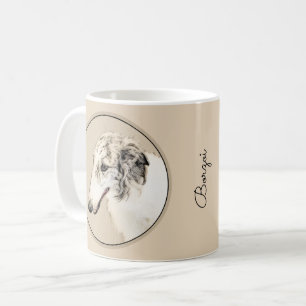 Caneca De Café Pintura de Borzoi (Silver Brindle) Original