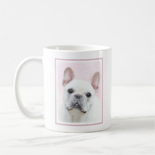 Caneca De Café Pintura de Bulldog Francês (Creme/Branco) - Arte 