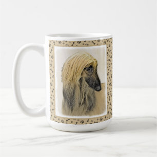 Caneca De Café Pintura de Cachorro Afegão - Arte de Cachorro Orig
