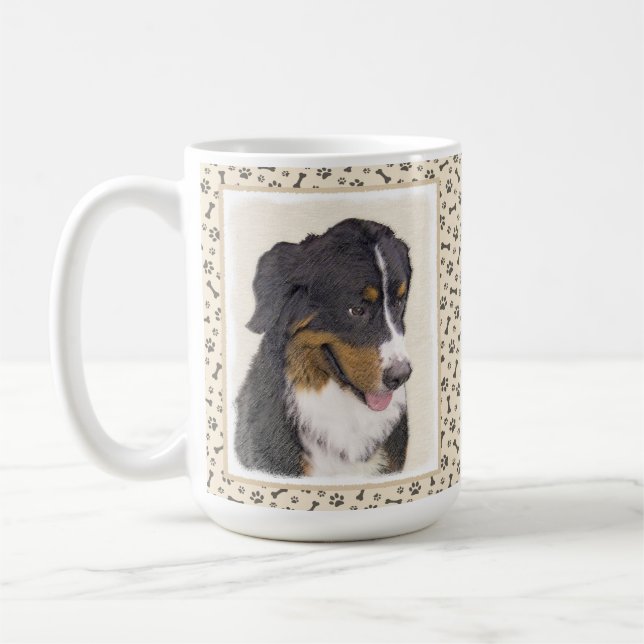 Caneca De Café Pintura De Cão Da Montanha Bernese - Arte Original (Esquerda)