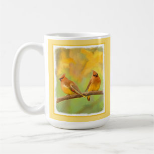 Caneca De Café Pintura De Cedar Waxwing - Arte De Cachorro Origin