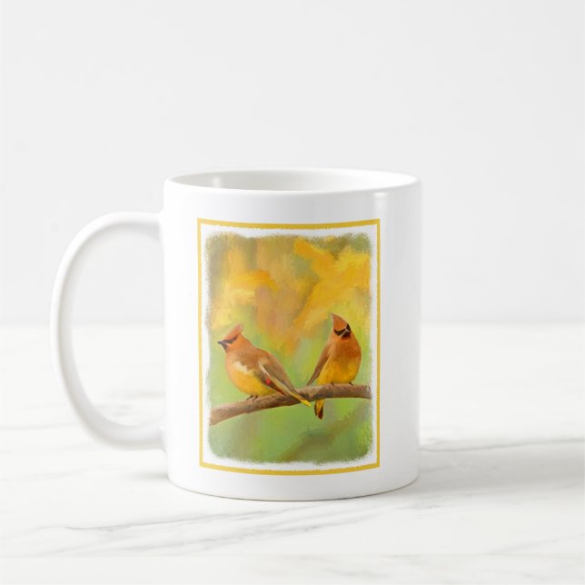Caneca De Café Pintura De Cedar Waxwing - Arte De Cachorro Origin (Esquerda)