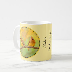 Caneca De Café Pintura De Cedar Waxwing - Arte De Cachorro Origin