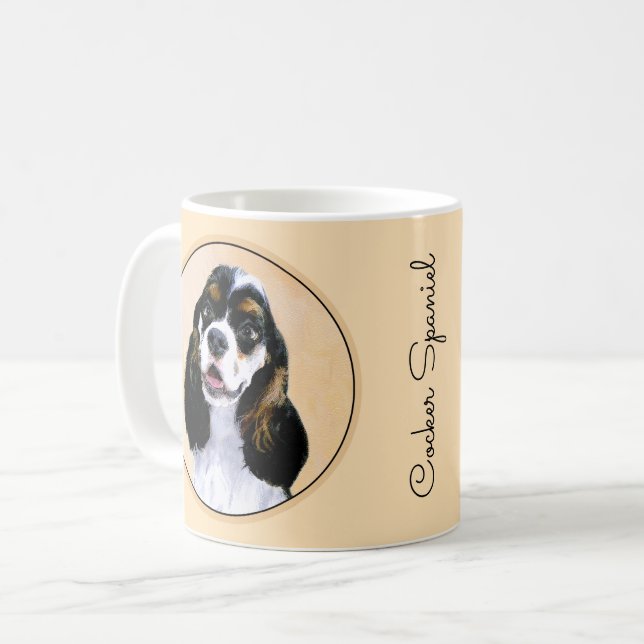 Caneca De Café Pintura De Cocker Spaniel (Partida) - Arte De Cão  (Frente Esquerda)