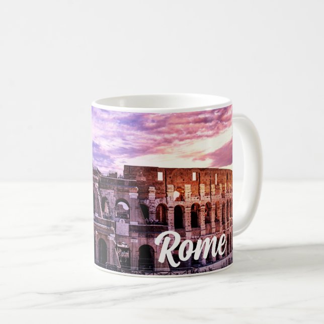 Caneca De Café Pintura de Coliseu em Roma no pôr do sol (Frente Esquerda)