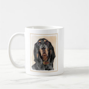 Caneca De Café Pintura de Coonhound Preto e Cão - Arte Original