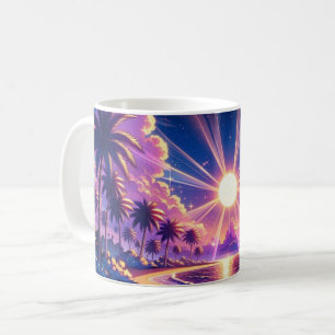 Caneca De Café Pintura de fantasia de praia tropical sunset