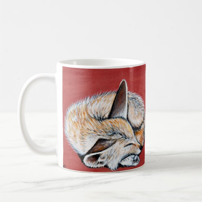 Caneca De Café Pintura de Fennec Fox com Sono (Esquerda)