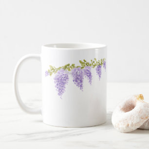 Caneca De Café Pintura de Flor de Primavera de Wisteria Roxa