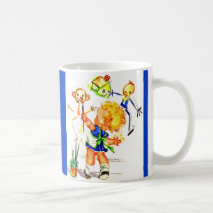 Caneca De Café pintura de garotinha na impressão de parede