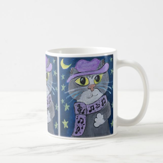 Caneca De Café Pintura de Gato Jazzy (Direita)