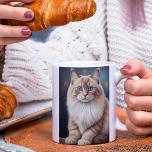 Caneca De Café Pintura de Gato Ragdoll Elegante