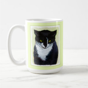 Caneca De Café Pintura de Gato Tuxedo - Arte de Gato Original Cus