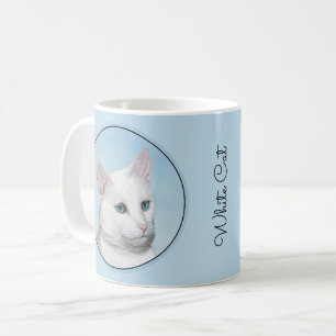 Caneca De Café Pintura de Gatos Brancos - Arte de Gato Original B