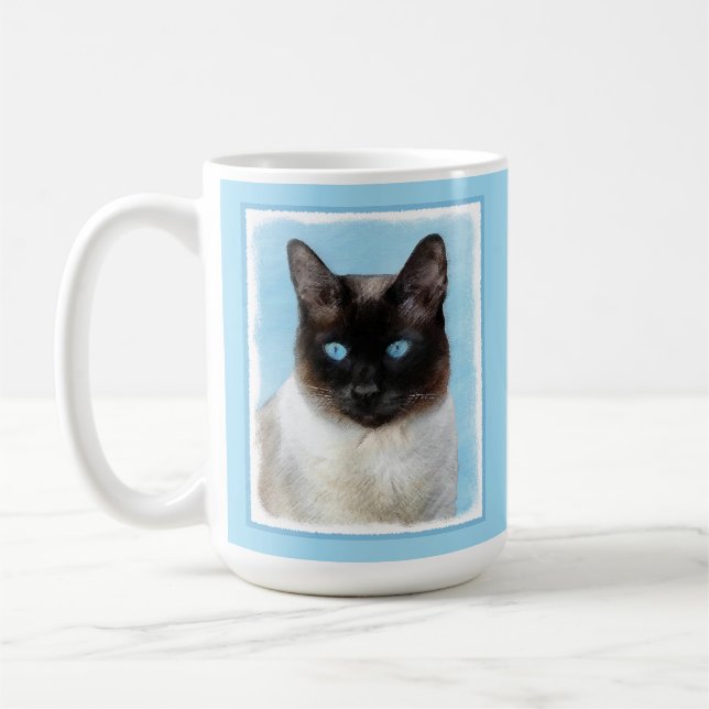 Caneca De Café Pintura de Gatos Siameses - Arte de Gato Original  (Esquerda)