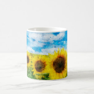 Caneca De Café Pintura de girassóis
