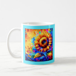 Caneca De Café Pintura de Girassol Cores Vibrantes Poder do Giras