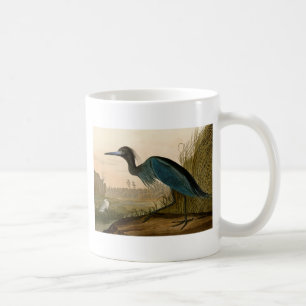 Caneca De Café Pintura de Heron Audubon com Crane Azul