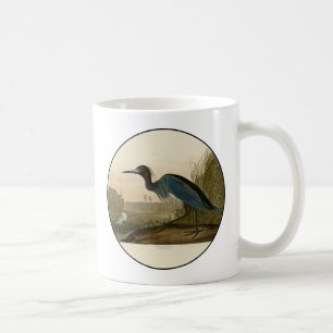 Caneca De Café Pintura de Heron Audubon com Crane Azul